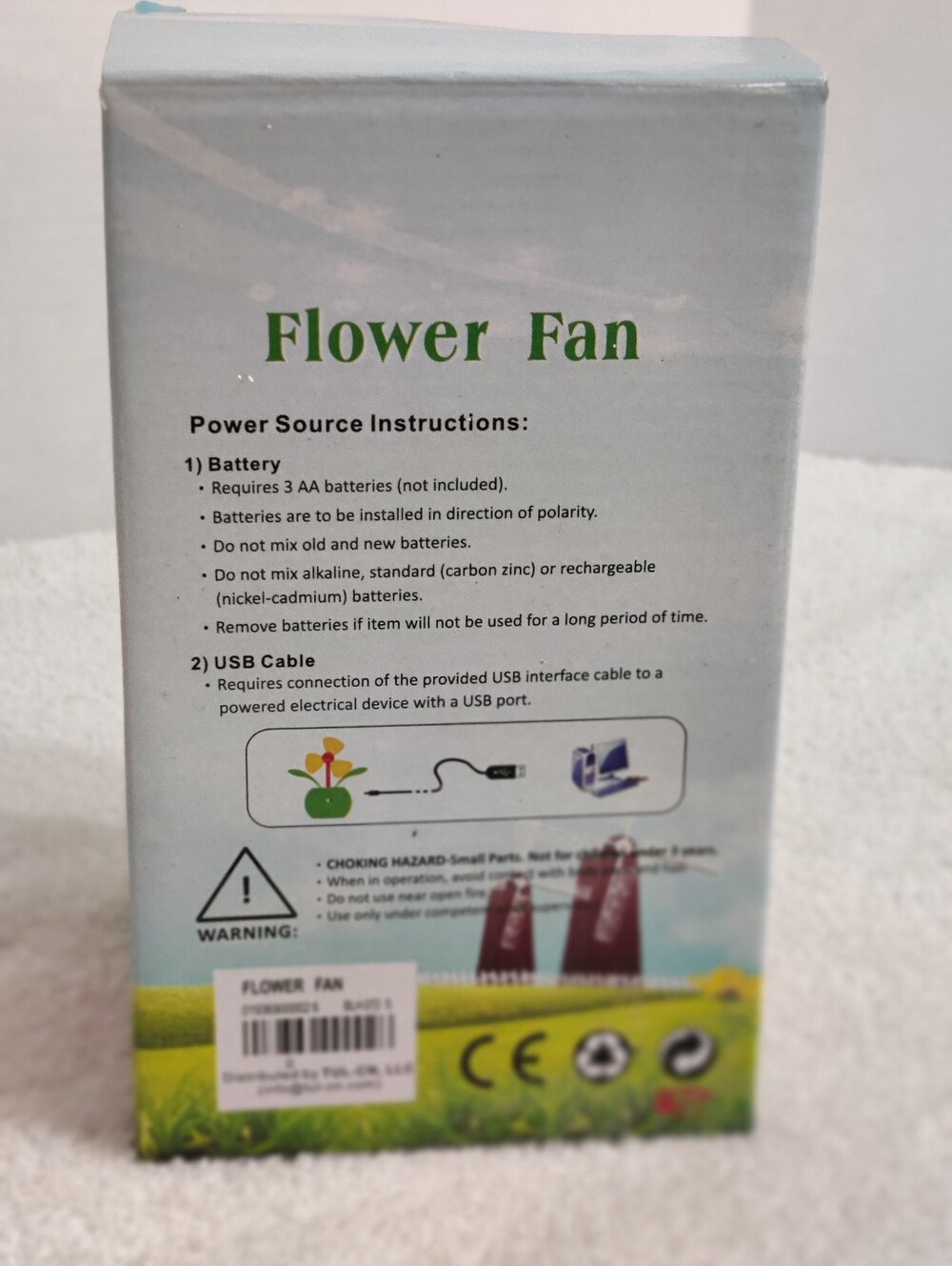 USB/ Battery Flower Fan - Orange & Green - Picture 3 of 5
